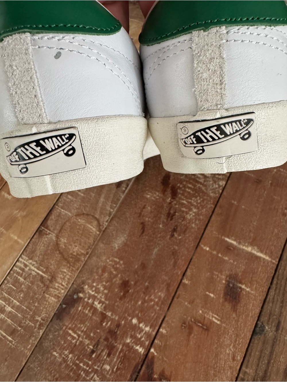 Vans Off The Wall White Green Leather Sneakers Womens Size 9 Low Top Casual - Picture 4 of 7